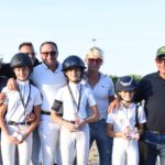 categoria 100 Spada Francesca, Pipino Giulia e Lisi Gaia , con gli istruttori Alessia Castelluzzo, Paola Rotolo, Mario Galati., Vito Dimola e il presidente Vergine 